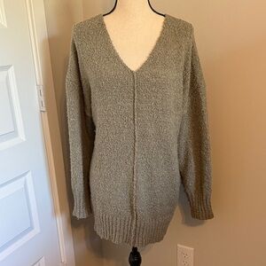 Cozy V-Neck Sweater in Olive Green